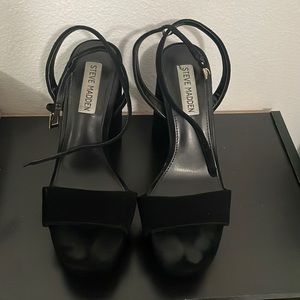 Least Black Suede Chunky Heels